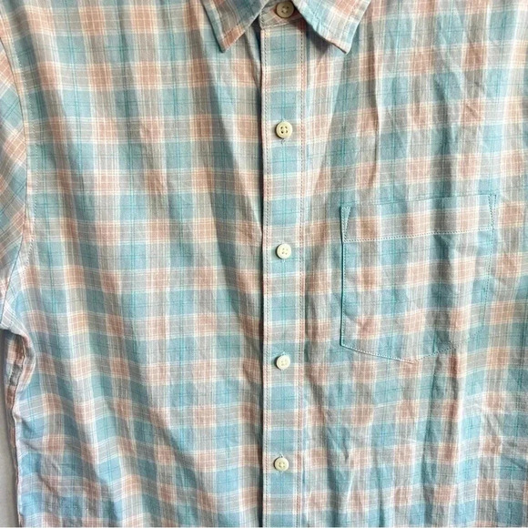 Hawker Rye Plaid Shirt Size Medium Blue Short Sleeve Button Down Chest Pocket - Picture 6 of 9